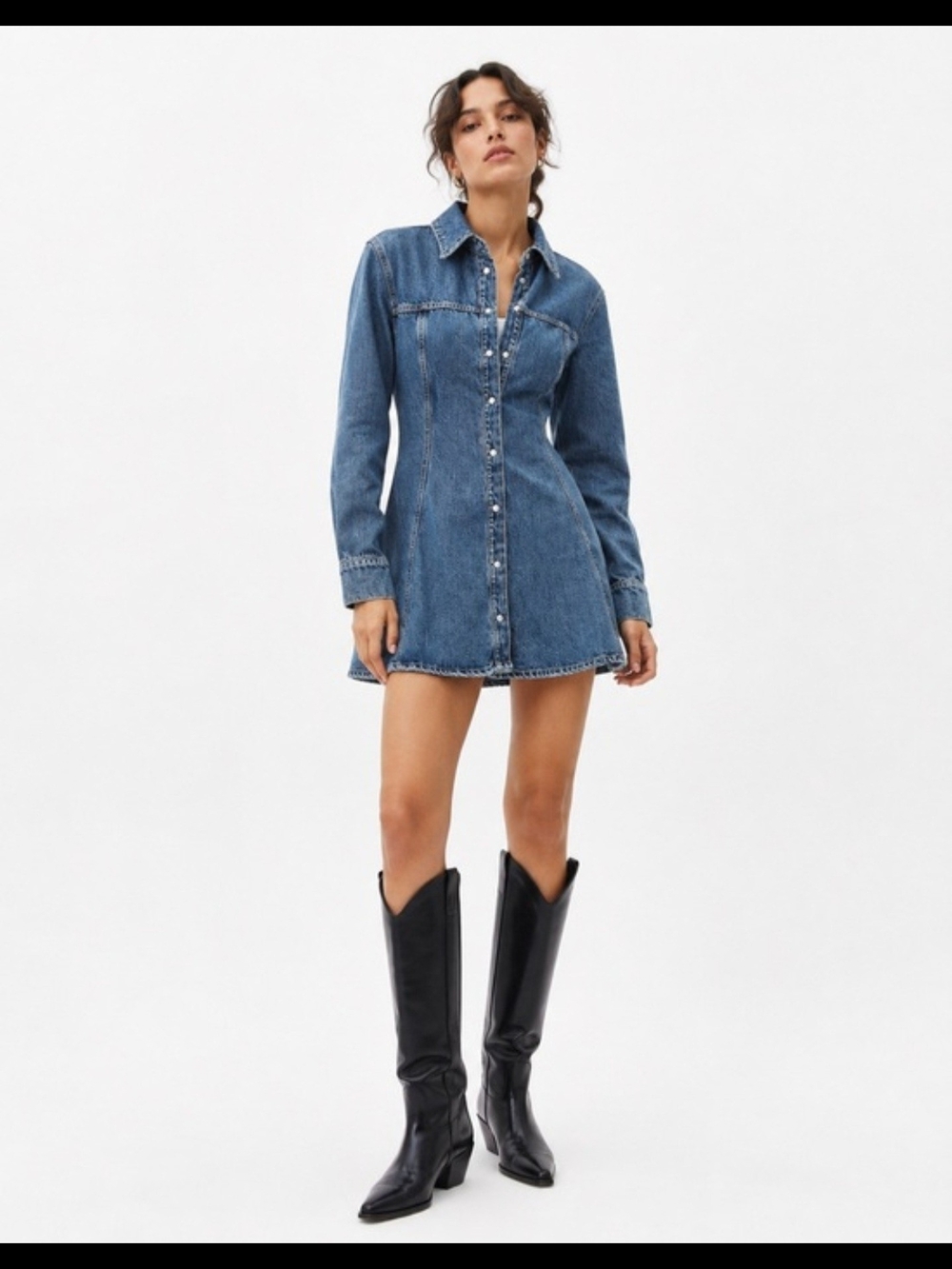 NWT Zara TRF Western Denim Mini Dress Xl